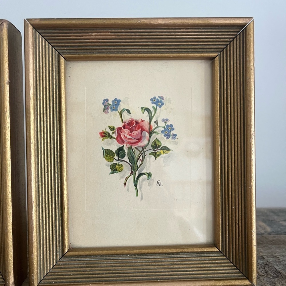Vintage Gold Framed Floral Art Prints - Picture 4 of 5